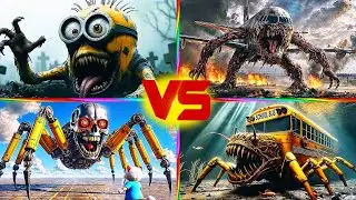 Minions Zombi 🆚Infected Sky 🆚Mutated Skeleto 🆚School Bus 🆚Coffin Dance Song