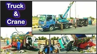 Crane work.Fruit truck out of control.Amazing video of cranes and trucks
