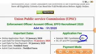 UPSC EPFO Enforcement / Accounts Officers Online Form 2020