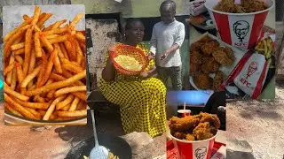 Cooking KFC Style Chicken and French Fries in an African Village 