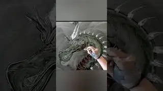 painting a dragon #encaustic #art #encausticart #encausticmonotype