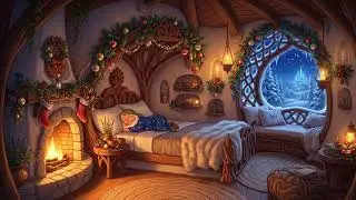 snowy oldies playing softly for deep sleep inside a cosy warm cottage, calm vintage music