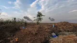 Ukraine - 15.09.2023. The Fighter Films The Arrival Of Russian KAB-500 Bombs. Near Robotyne.