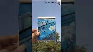 Easy sky painting 🎨 #art #painting #sky #howtodraw #shorts #justartaround  #skypainting