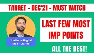 Target - Dec'21 | You MUST know these basic tricks! ALL THE BEST | CA Final CA Inter |