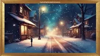 Snowy Street Scene at Night with Houses & Streetlights | Falling Snow | Framed Art | No Sound Video