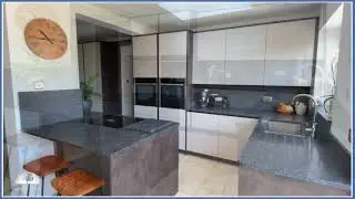 Cashmere gloss and maya bronze bespoke kitchen in Kent