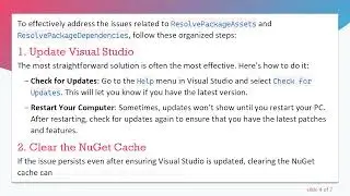How to Fix the ResolvePackageAssets and ResolvePackageDependencies Errors in Visual Studio