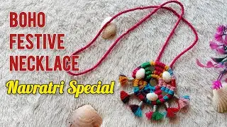 DIY Macrame Necklace | Navratri Special | Handmade Boho Festive Jewelry | Step by Step for Beginners