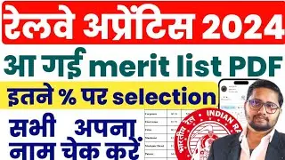 NER Gorakhpur Apprentice merit list 2024 out  | NER Railway Apprentice Cut off 2024