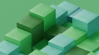 Green Tones Abstract Cubes Calm Geometry Background, Seamless Loop 3D Animation