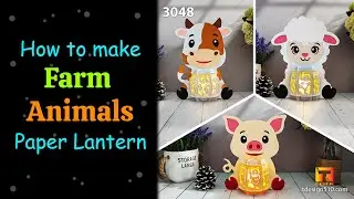 How to make Farm Animals Lantern, paper cutting, 3D Shadow box - Cow Pig Sheep lantern - Tdesign510