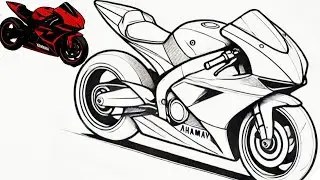 How to Draw a Yamaha Motorcycle in Realistic Pencil Art | Step by Step Tutorial