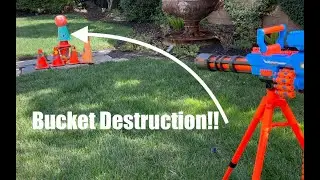 This NERF Turret Blasted a Plastic Bucket to Pieces!!