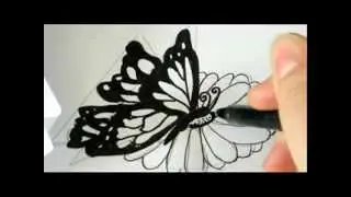 How To Draw A Butterfly Landing On A Flower !