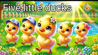 Five little ducks swimming one day Five,  little ducks #cartoon #nursery rhymes ,baal geet ,