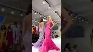 Glitter Jersey Fit and Flare Prom Dress with High Slit with Garter, Crystal Beading and Lace Up Back