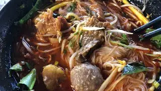 Getting breakfast with beef noodles soup | Khmer Street Food at Country village in Cambodia 