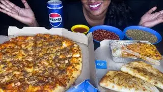 Dominos party - Cheesikan,Non veg Taco and Pepper BBQ Chicken Pizza