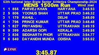 63rd national inter state senior athletics championship 2024  1500m men's heat 1(one)