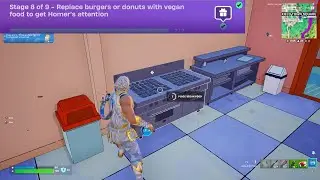 Replace burgers or donuts with vegan food to get Homer's attention Fortnite