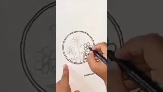 How to Draw Flowers 💐 in circle with sketch colour | Easy flower drawing