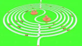 Curve tracks circle on green back motion graphic intro able loop endless