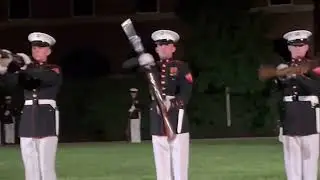 Marine Silent Drill Platoon flipping M1 Garand rifles