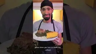 How to make Collard Greens with smoked neckbones and cast-iron skillet Cornbread