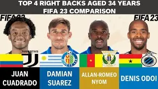 Top 4 Right Backs aged 34 - Juan Cuadrado vs Damian Suarez vs Nyom vs Denis Odoi(FIFA23 Comparison)