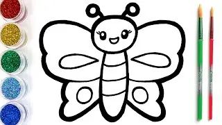 Glitter Butterfly coloring and drawing for kids