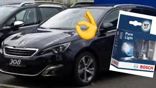 Cómo cambiar las lamparas del Peugeot 308 (línea Peugeot-Citroen) luz baja , luz h7, change bulb