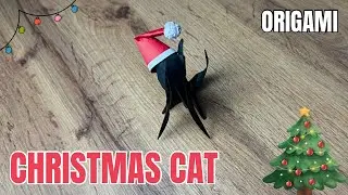 Tutorial de gato navide&ntilde;o de origami | C&oacute;mo hacer un gato de origami paso a paso | Decoraci&oacute;n nav...