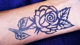 How to make Simple Rose flower Tattoo very easy