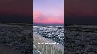 A winter sunrise on Lake Michigan in South Haven