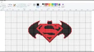 How to Draw Bat Man and Super Man Logo Pixel Art on MS Paint | Microsoft Paint Drawing
