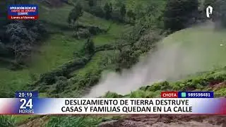 Chota: deslizamiento de tierra destruye dos viviendas en Chalamarca tras intensas lluvias