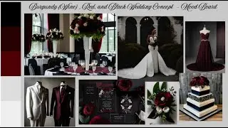 Burgundy, Red, Black, and White Wedding Concept