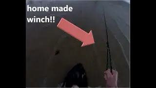 home made skim board winch hooning on beach!