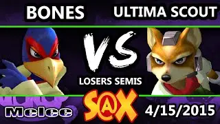 S@X - Bones (Falco) Vs. Ultima Scout (Fox, Marth) SSBM Losers Semis - Smash Melee