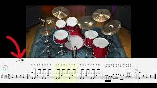 Drums Basic Lesson 15 || Four Bar Phrase with Fills 2 ( Bpm 60, 70, 80, 90, 100, 110, 120 )