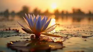 Blue Lotus Blooming at Sunrise