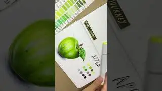 Quick green apple sketch using Copic Markers #shorts #markertutorial #sketching #appledrawing