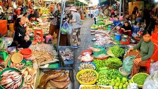 Cambodia Food Tour at Fresh Market. Fresh Lobster, Fresh Fish, Vegetables and more.
