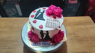 Anniversary cake# custom design# Dark chocolate flavoured# home made veg cake......🎂🎂🎂🎂🎂