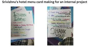 Srivishnu's restaurant menu card  for a school project in 2021