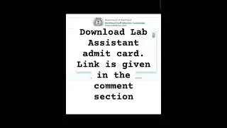 Lab Assistant admit card #JSSC