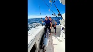 Big Bluefin Tuna landed on spinning gear after a 2 hour battle!