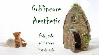 Goblincore Aesthetic - handmade miniatures bears house, Custom miniature Fairy home
