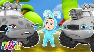 Monster Trucks Lost COLORS | Nursery Rhymes For Kids - Monty's Garage